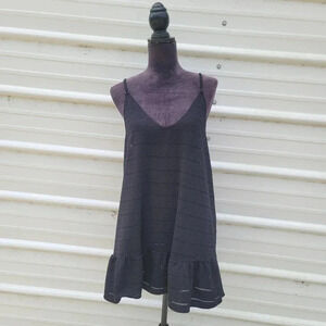 Xhilaration Black Swim Cover Up Mini Trapeze Dress Sundress Tank Stretch Sz L